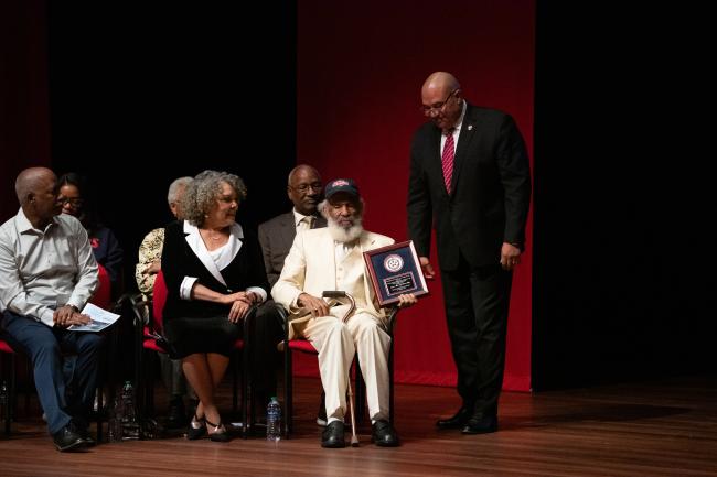 Director Davis presenting James Meredith with Honorary…